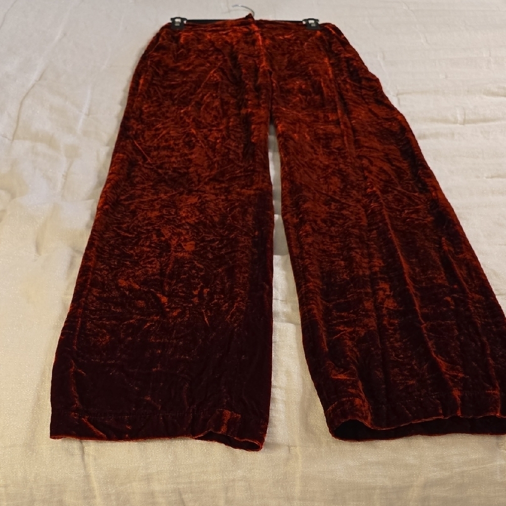 Silk BCBGMaxAzria Red Velvet Pantsuit 2 Pieces Rayon and Silk. - Picture 11 of 16